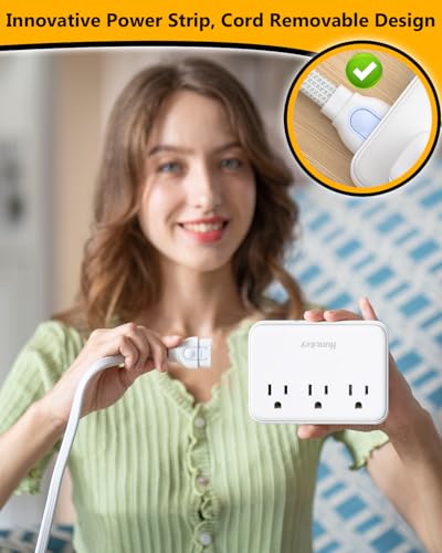 Innovative Power Strip, Cord Removable Design, Huntkey 3 Outlets Non Surge for Cruise, Travel Power Strip with 4 USB Ports (2 USB-C, 2 USB-A), ETL Listed, Customize Cord Length miniatura 3