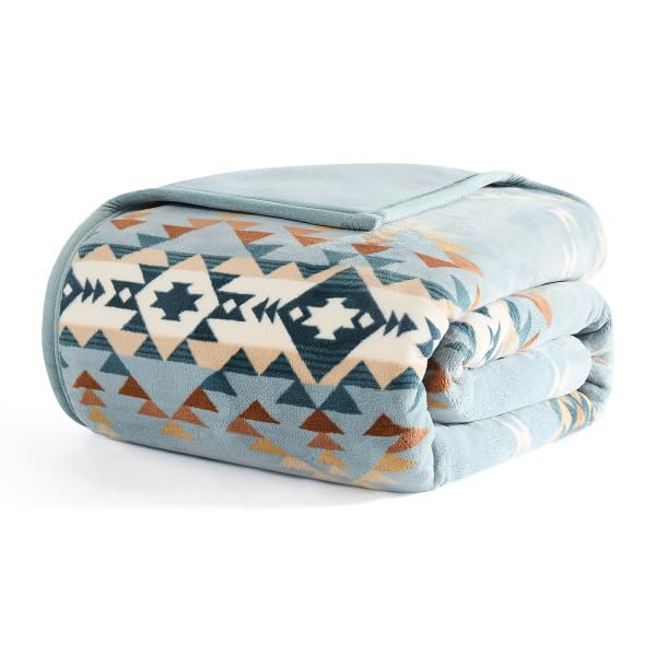 Pendleton Throw Blanket Soft Lightweight Decorative Blanket for Sofa Couch or Bed Cozy Fall Throw Blanket for Living Room or Bedroom Decor and Gifts for Women 50 x 70 (Blue Multi)