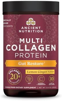 Ancient Nutrition Collagen Powder Protein, Multi Collagen Protein, Hydrolyzed Collagen Peptides Supports Skin and Nails, Joint Supplement (Gut Restore, 20 Servings)