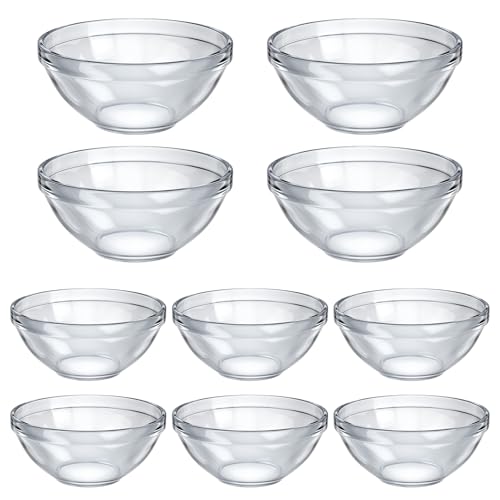 Set of 10 Mini Glass Bowls,75ml Small Glass Bowls