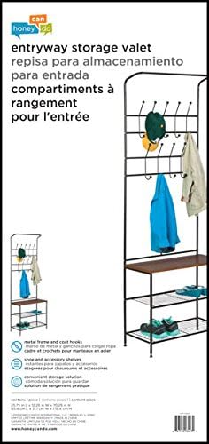 Honey-Can-Do Entryway Storage Valet, 25.75" L x 12.25" W x 70.25" H, Black