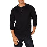 Amazon Essentials Men's Slim-Fit Long-Sleeve Henley Shirt, Black, Large