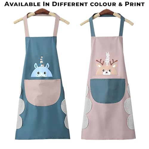 Image of Kraptick Kitchen Apron - Comfortable Cooking Waterproof Apron for Men and Women With Pocket and Side Coral Velvet for Wiping