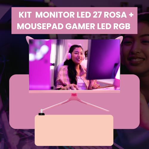 Kit Monitor Gamer Led Rosa 27