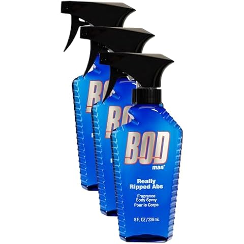 BOD man Fragrance Body Spray, Really Ripped Abs, 8 Fl Oz (Pack of 3), Color: clear Cover