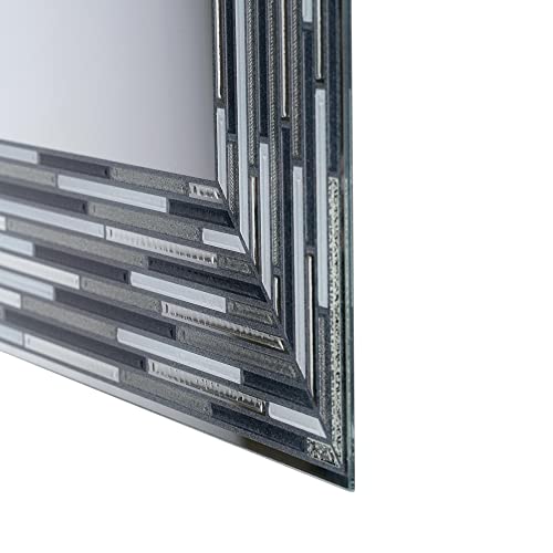 Head West Grey Reeded Mosaic Tile Mirror Frameless Printed Bathroom Vanity Wall Accent Mirror - 24 X 30 #TOP7