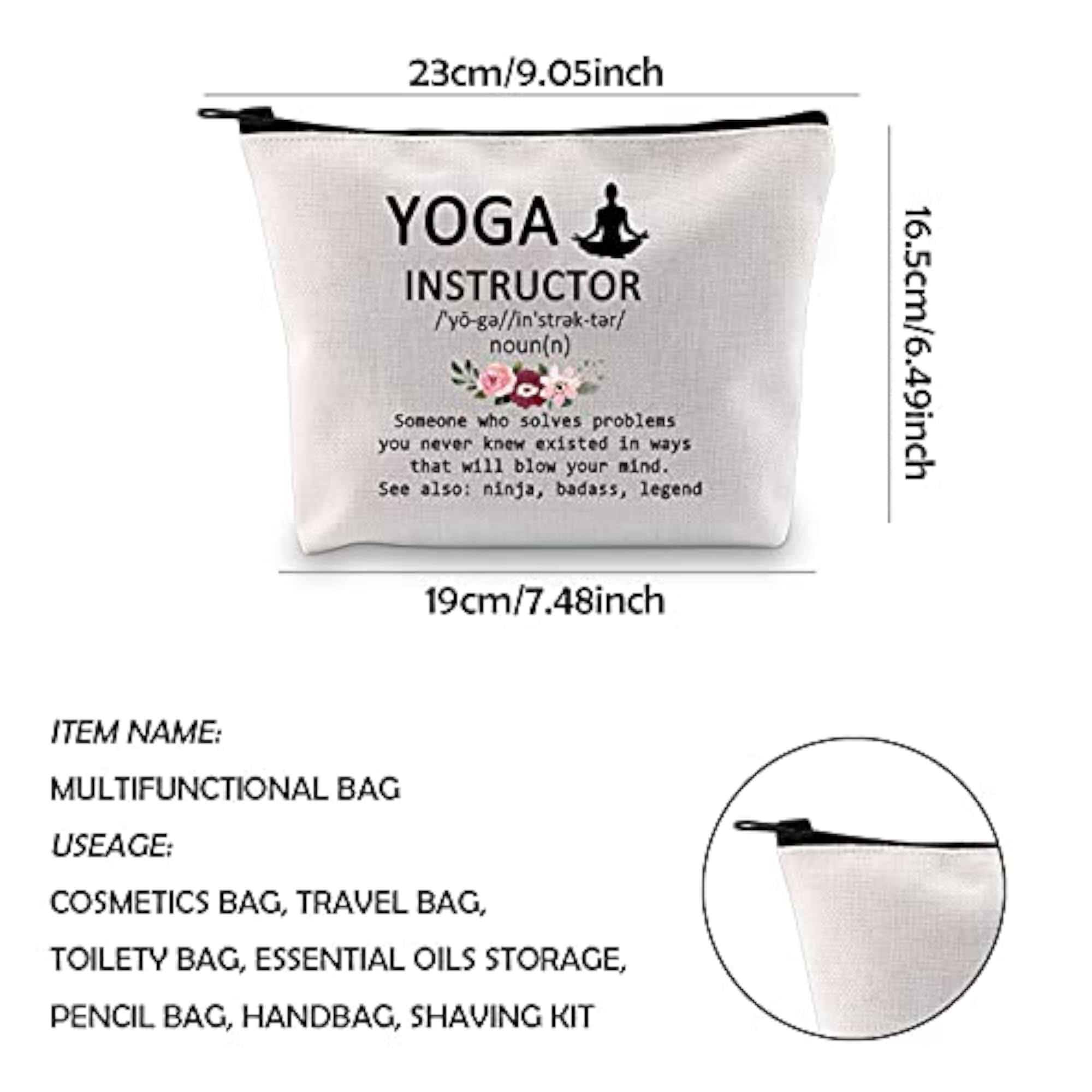 Funny Yoga Instructor Definition Zipper Pouch Makeup Bag