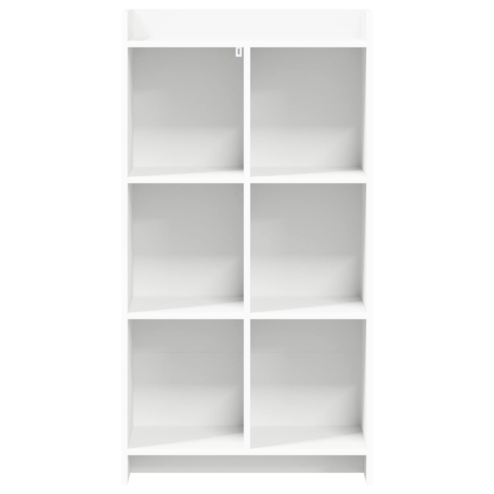 Libreria bianca, 59 x 30 x 111 cm, con 6 scomparti | Scaffale moderno per soggiorno e ufficio, 6 scomparti aperti garantiscono una struttura ordinata nella stanza.