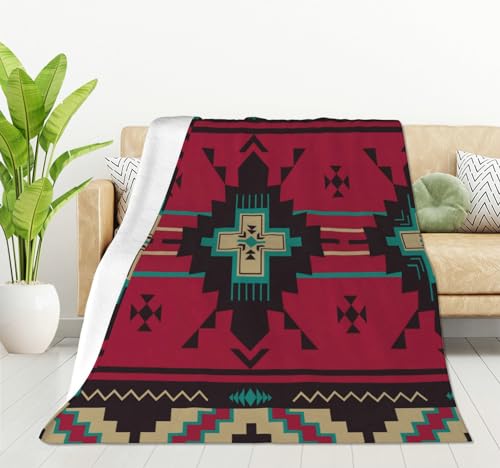 HGOD DESIGNS Coperta con motivo etnico sud-ovest americano indiano azteco stampa coperta morbida calda leggera per donne compleanno Natale, decorazione casa soggiorno 100 x 130 cm