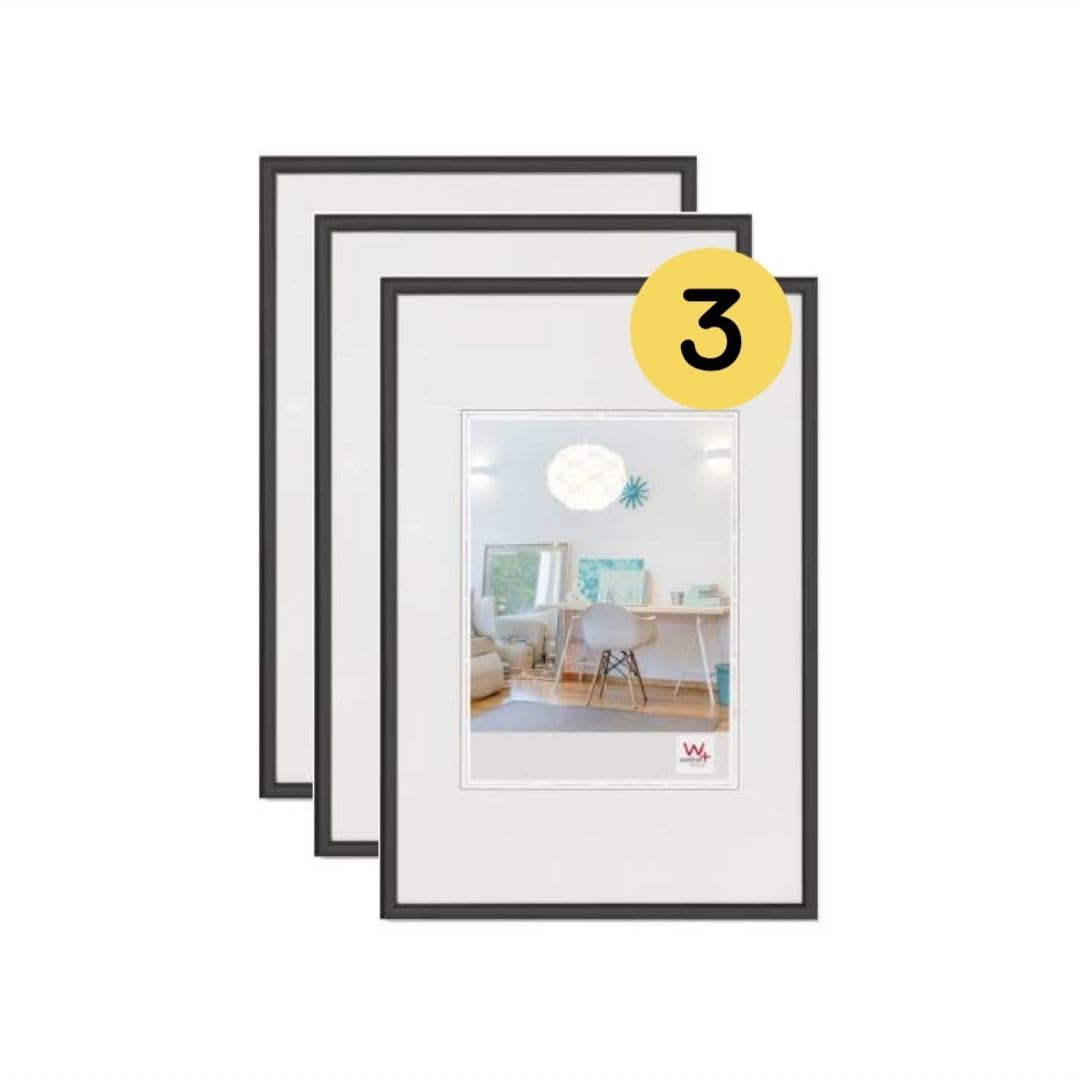 walther design Nero 40 x 60 cm Confezione da 3, Cornice in plastica New Lifestyle KV460B3