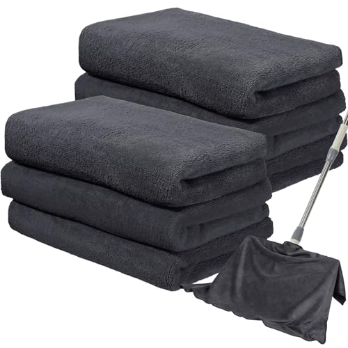 Newwiee 6 Pcs Extra Large Microfiber Cleaning Cloth 30" x 20" Washable Reusable Microfiber Towel Streak Free Lint Free Cloth for Cleaning Home Glass Office Window Bathrooms (Gray) by Newwiee - Used condition - US$23.70