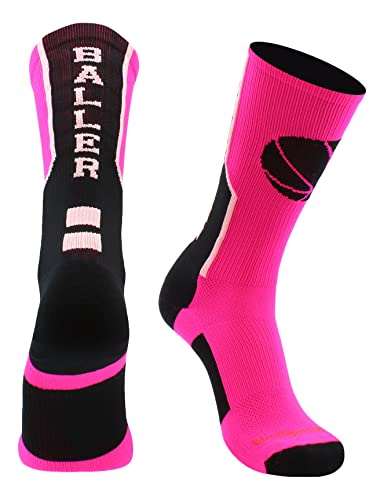 MadSportsStuff Baller Basketball Socks with Basketball Logo Crew Length