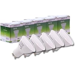 Bombillas Led Leroy Merlin Gu10 Jandei - Pack de 5 Bombillas LED GU10 de 7W (equivalente a 50W), Color Blanco Cálido 3000K, 650 Lúmenes, Bombillas de bajo consumo, no regulables, para hogar, oficina, tienda.