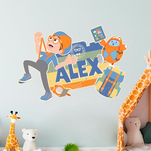 EGD Multiple Font Custom Name Blippi Wall Decal - X Blippi Series - Prime Collection - Room Decorations - Mural Decal Sticker (EGDBLI011)
