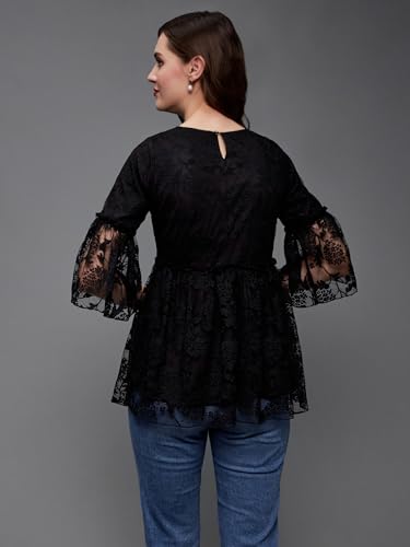Image of Miss Chase Women's Relaxed Fit Regular Lace Top