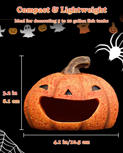 Image of Uniclife Halloween Aquarium Decoration Resin Pumpkin House Ornament Halloween Fish Tank Pumpkin Decoration for Aquarium Landscape Reptile Hideout Hideaway Spawning Cave for 5-20 Gallon Fish Tanks