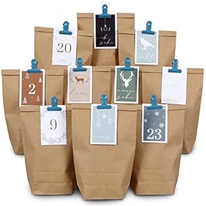 Papierdrachen DIY Adventskalender Blau-Grün mit 24 Tüten
