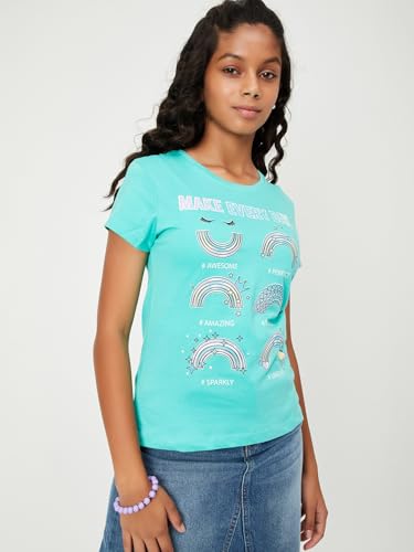 Image of Max Girl's Cotton Regular Fit Graphic Printed T-Shirt - Pack of 3