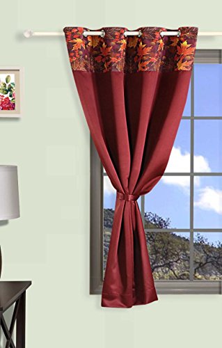 Image of Swayam 100% Blackout Polyester Window Curtain for Living Room & Bedroom | 5 Feet | Room Darkening Curtain with Eyelets | Pack of 1 | Solid Design - Maroon
