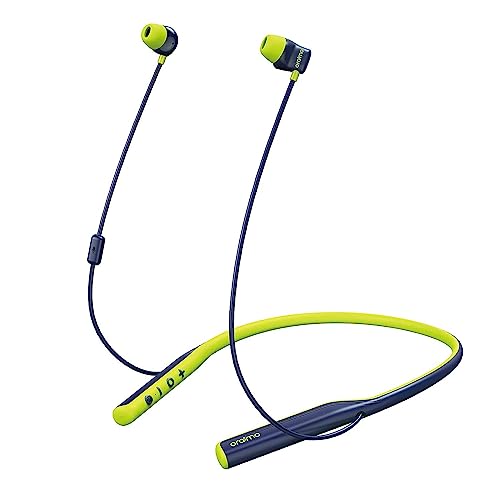 Oraimo Necklace 4 Bluetooth Neckband Wireless in Ear Earphones Deep Bass,50Hrs Playtime,ASAP Charge,ENC Tech,Low-Latency Ergonomic Neckband, Sweat-Resistant Magnetic Earbuds, Dual Pairing (Blue)