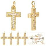 Beebeecraft 1 Caja 10 Unidades de Dijes de Cruz de Circonita Cúbica Dijes de Cruz de Pascua de Latón Chapado En Oro de 18 Quilates Dije de Crucifijo de Jesucristo para la Fabricación de Joyas