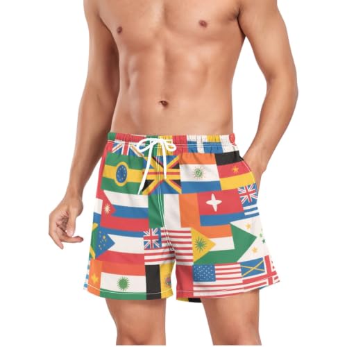 Traje de baño masculino que seca rápido con estampados coloridos de banderas 4