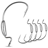 Weighted Worm Fishing Hooks,20pcs Offset Wide Gap Worm Hooks Weighted Bass Swimbait Hooks for Soft Plastics Weedless Jig Head Hooks Freshwater Saltwater