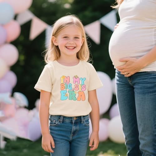 Image of Toddler Girl Big Sister Shirt Pregnancy Announcement T-Shirts Cotton Short Sleeve Tees 2-10 Years