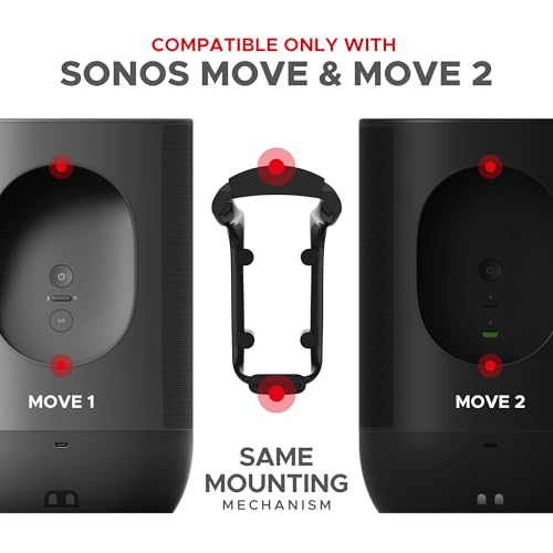 Image of Sound Bass Move Speaker Wall Mount Bracket, Weatherproof, Compatible with Sonos Move & Move 2, Including Mounting Accessories, Black