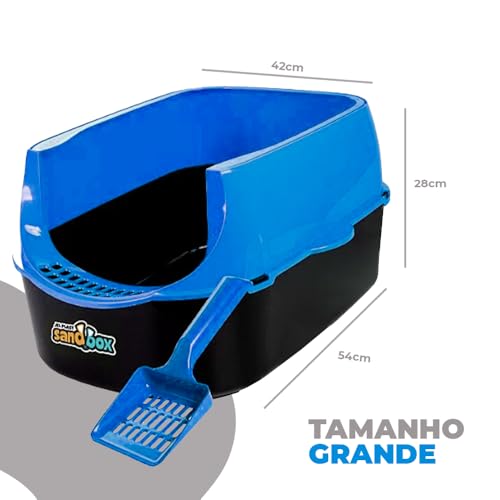 Kit Sanitário para Gatos Sandbox Furba Caixa de Areia Fácil Montagem (Azul)