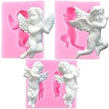 Mujiang 3D Angel Baby Silicone Fondant Molds Candy Mold For Cake Decorating Cupcake Topper Chocolate Clay Gumpaste Set Of 3