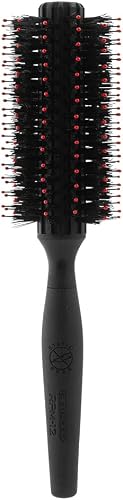Cricket Static Free RPM 12 Row Deluxe Boar Bristle Round Hair Brush for Blow Drying, Curling and Styling Roller Hairbrush for Medium Length Hair, Facial Hair Grooming and All Hair Types