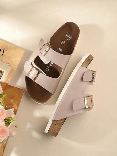 Image of EL PASO Leather Fashion Sandals Casual Platform Heels Wedges Cork Sole Sandal for Women & Girls