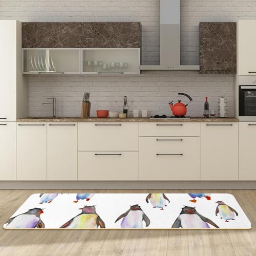 Alfombrillas de cocina absorbentes lavables con dibujo de pingüinos 2 uds 3