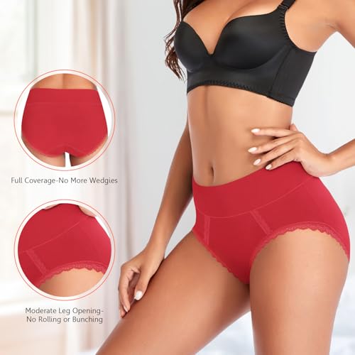 MISSWHO Cotton High Waisted Soft Womens Underwear Breathable Panties, Multipack3