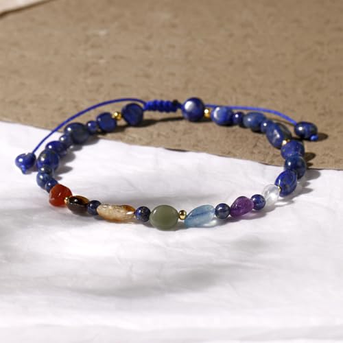Image of 7 Chakra Crystals and Stones Anklet Irregular Tumbled Gems Beaded Ankle Bracelets for Women Spiritual Energy Meditation Yoga Healing Jewelry Mom's Gifts