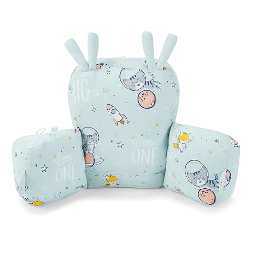 Image of haus & kinder 100% Cotton Poplin Adjustable Pillow Cum Seat for 6 to 9 Months Head Protector for Safety Blue Color Size H 31cm W 21cm Spacewalk 1Pc