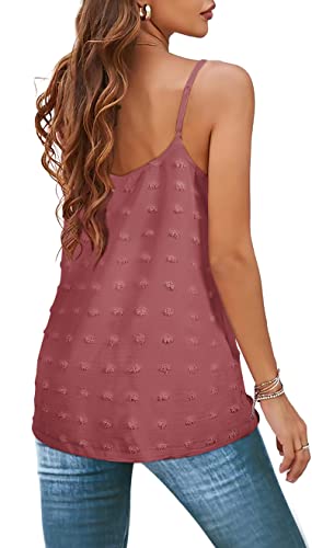 Xieerduo Ladies Tank Tops Loose Casual Sleeveless Tanks Dressy Spaghetti Strap Camisole Brick Red L #TOP3