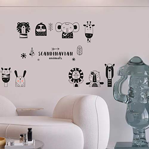 4 hojas de vinilos decorativos animales en blanco y negro miniatura 5