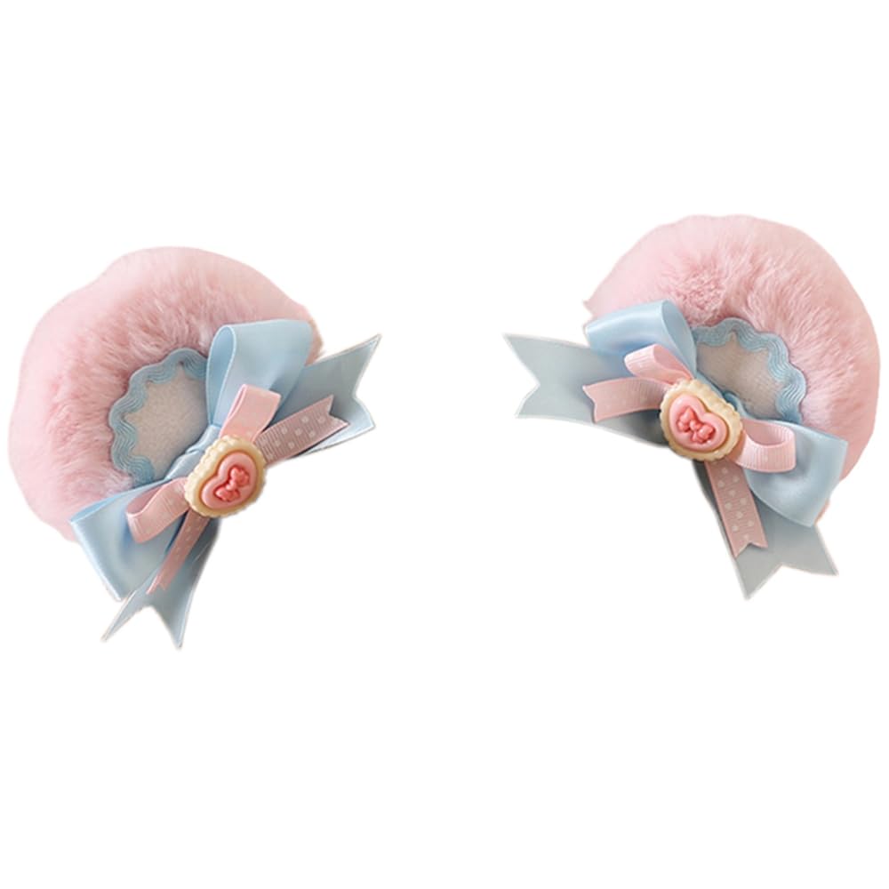 Lolita Hair Accessories Lolita Hair Bands Fish Mouth Clips cos Lolita Accessories Tea Party Accessories Hair Clips (Pink Bear Ears + Hairband)
