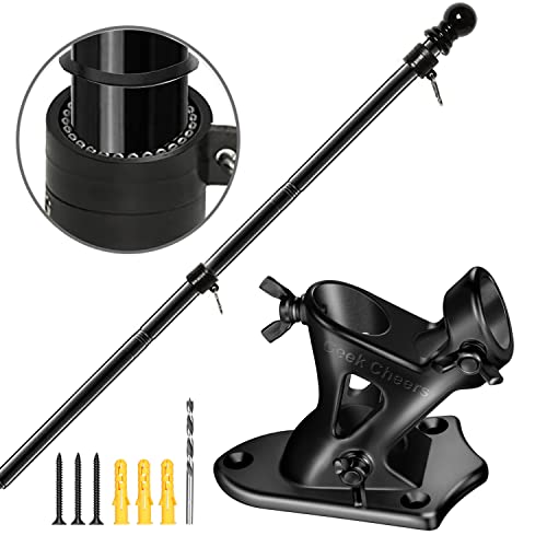 Geek Cheers Flag Pole Mount For 1 Inch Pole, Banner Holder, Black 304 Stainless Steel Flag Pole Kit, Heavy Duty Metal Flag Holder With Screws/Wood Drill #TOP5