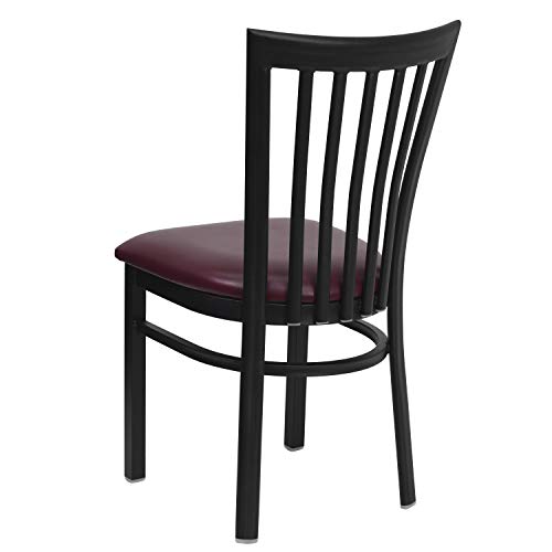 Image of Flash Furniture 2 Pack HERCULES Series Black School House Back Metal Restaurant Chair - Burgundy Vinyl Seat