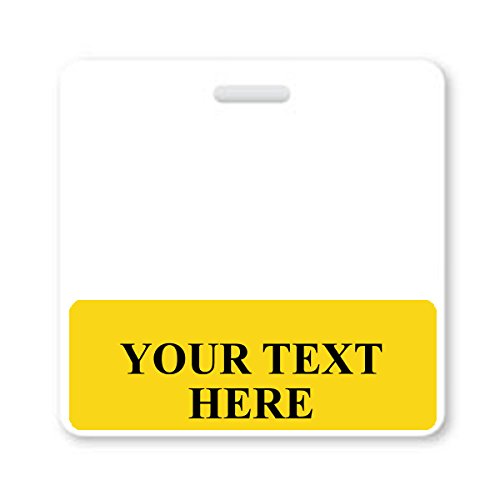 Badge Buddy ID horizontal jaune pour l'organisation des salons professionnels et des cliniques