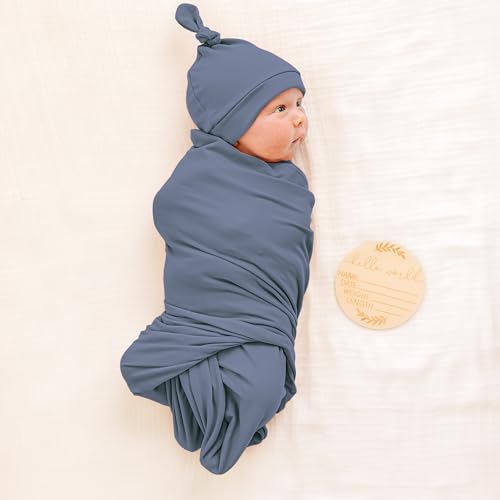 Image of Konssy Baby Girl Newborn Receiving Blanket with Matching Headband and Beanie Set Baby Swaddle Nursery Swaddle Wrap