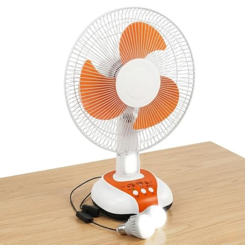 Image of Lapras 𝟏𝟓 𝐘𝐞𝐚𝐫𝐬 𝐖𝐚𝐫𝐫𝐚𝐧𝐭𝐲 12 Inch Rechargeable Table Fan with LED Light, Battery Powered Fan with 3 Speed Control & Oscillation, USB Rechargeable Fan for Home and Office.