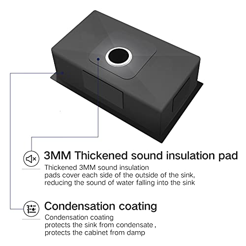 Gaomasck Kitchen Sink, 22 X 16.5 Inch Undermount Kitchen Sink Single Bowl 16 Gauge Stainless Steel Sink, High-End Handmade For Kitchen Sink, Bar Sink Or Outdoor Sink #TOP5