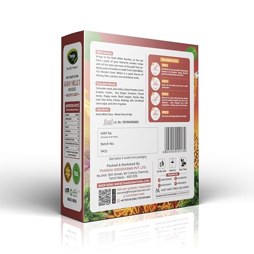 Image of Thanjai Natural Kodo Millet Noodles 180 Grams X 2 (360 Grams) of Homemade Natural Noodles (No Preservatives, No Chemicals, No Artificial Extract)
