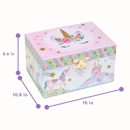 Jewelkeeper Musical Jewelry Box for Girls with Spinning Unicorn, Glitter Rainbow and Stars Design Music Box for Necklace, Earrings, and Accessories, Plays The Beautiful Dreamer Tune - Image 4