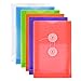 JAM PAPER Plastic Envelopes with Button & String Tie Closure - 4 1/4 x 6 1/4 - Assorted Colors - 6/Pack