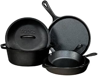 Lodge L5HS3KPLT Seasoned Cast Iron 5 Piece Bundle, Black